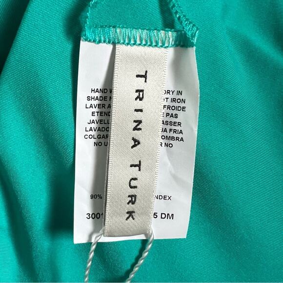 New Trina Turk Black Bright Pink Tropical Floral Print One Piece Swimsuit sz 10 - Picture 4 of 7